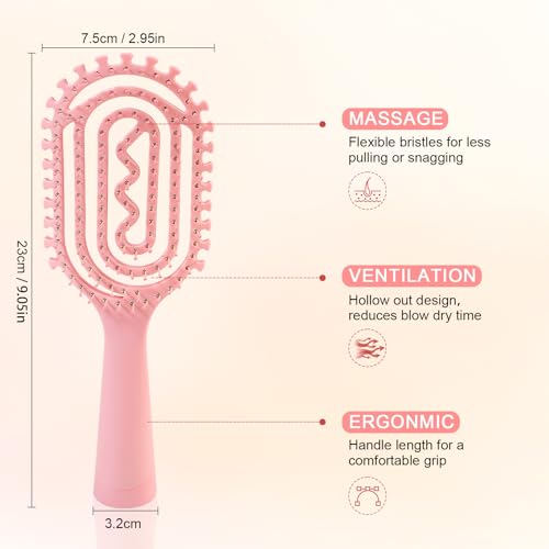 DUAIU Detangle Hair Brush Women, Vent Hair Comb for Detangling, Wet, Curly, Styling, Faster Drying, Scalp Massage, Bounce Effect - Image 4