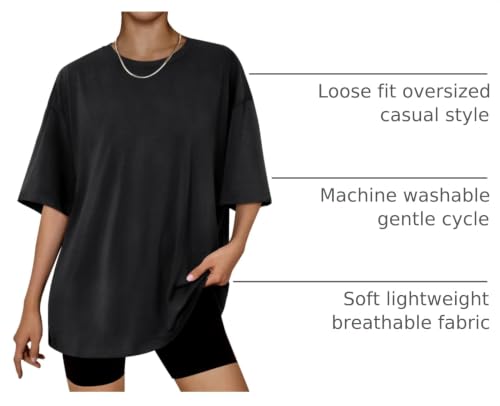 Image of Trendy Queen Womens Oversized T-Shirts Short Sleeves Workout Tops | Casual Summer Gym Tees Plus Size Fashion Clothes 2026
