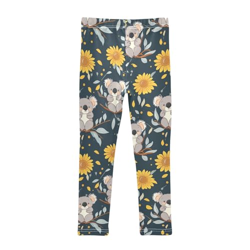 Cute Koalas Bears Girls' Leggings Toddler Doodles Sunflowers Kids Yoga Pants Dance Active Tights 4T2