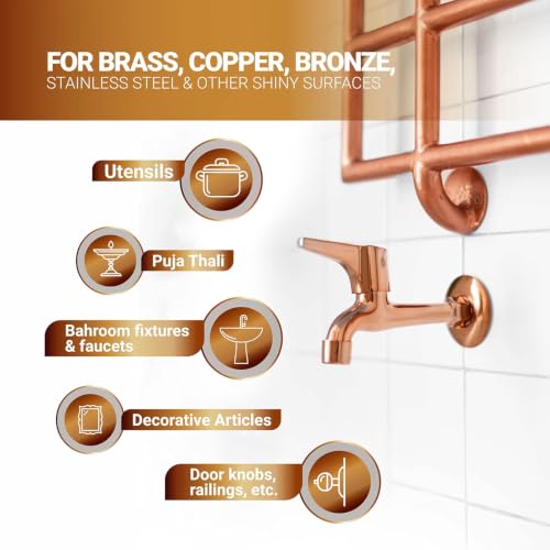 Image of Selzer Copper, Bronze & Brass Cleaner 250 ml Each | Pack of 3 | Zero Abrasives & Zero Scratches | Plant Based Cleaner for Copper, Brass, Bronze, Cookware, Idols & Diyas
