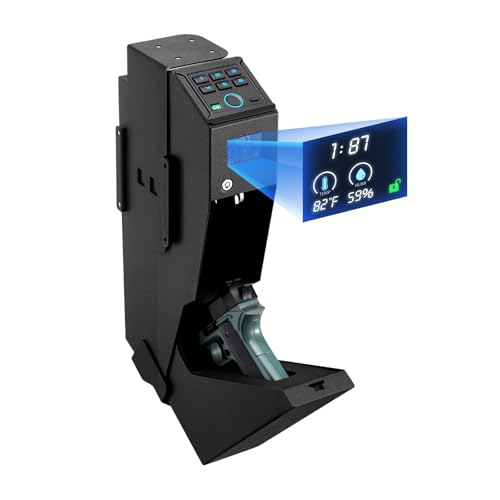 VEVOR Coffre-Fort pour 1 Pistolet et 1 Chargeur, Coffre pour Armes de Poing Verrouillable et Coulissant, 3 Façons d’Accès Empreinte Digitale, Mot de Passe...