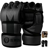 URBANSBEE Guantes MMA Profesionales, Artes Marciales, Muay Thai, Kickboxing Guantes Entrenamiento, Grappling Sparring Gloves, Taekwondo Karate Hombre Mujer Training (S/M, Black)