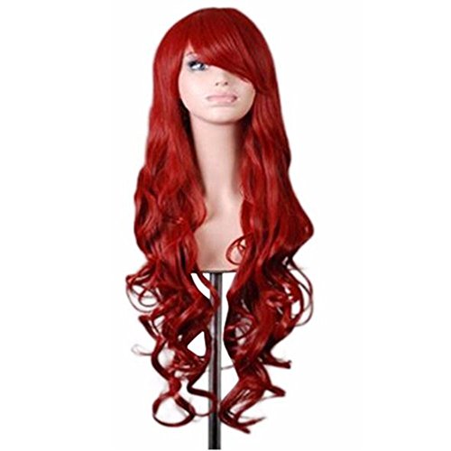 Wig,BaomabaoWomen Long Wavy Curly Hair Anime Cosplay Party Wigs (Red)