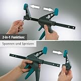wolfcraft Mini-Einhandzwingen - 3455100 - Zwingen Set zum Fixieren von kleinen Werkstücken - 2 Stück - Anwendung mit nur einer Hand - für Hobby und Bastelprojekte - 30 kg Spannkraft