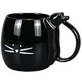 Koolkatkoo Coffee Mug Cute Cat Mug Gift for Cat Lovers Ceramic Tea Mugs Black 16 oz