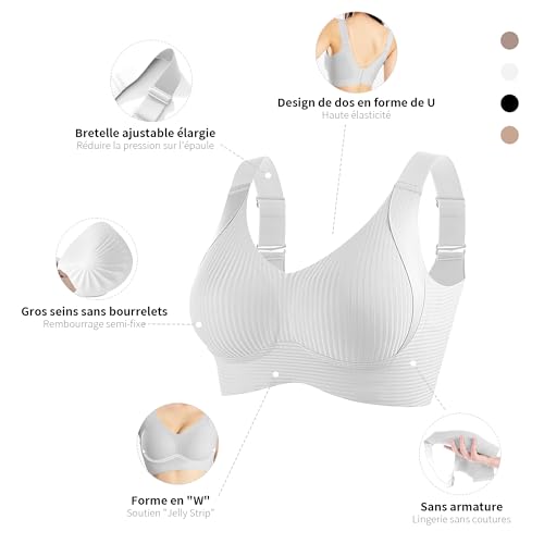 Fittingirls Grande Taille Soutiens-Gorge pour Femmes, sans Couture sans Armatures avec Bretelles Réglables, Doux Push-up Couverture Totale et Confort Toute la Journée – vue 2