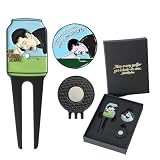 HIOBptee Golf Divot Repair Tool with Magnetic Ball Marker, Portable Metal Pitch Mark Repair Tool with Clip, Funny Golf Accessories Gift Box Set for Men Golfers