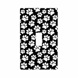 Moslion Cat Dog Paw Claw Single Toggle Wall Plate Pet Animal Footprint Black White Light Switch Outlet Cover Plug Decor Home Office Living Room