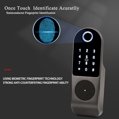 FTSTech Elektronisches Smart Lock Biometrischer Fingerabdruck Türschloss Virtuelles Passwort Wechat QR-Code Fingerabdruckkarte Schlüsselschloss für die Sicherheit zu Hause im Schlafzimmer