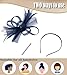 Markest Women's Fascinators Tea Party Headpiece Feather Headwear for Derby 20s Party Accessory Cocktail Wedding HA9213-Navy blue