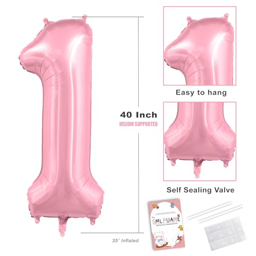 Image of 40 Inch Pink Number 3 Balloon, 3rd Birthday Decoration Boys Girls