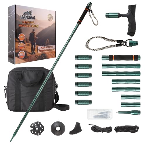 LIANGBAI Tactical Walking Stick, Survival Hiking Stick Walking Staff, Lightweight Tactical Cane...