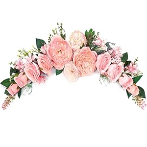 Wedding Arch Flowers, Artificial Floral Swags, 23″ Decorative Swag, Welcome Sign Flowers, Artificial Flower Swag for Door Wedding Party Wall Home Decor (Peach)