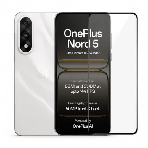 Image of Military-Grade Tempered Glass Screen Protector Compatible for OnePlus Nord 5 with Edge to Edge Coverage and Easy Self Installation Kit (OnePlus Nord 5)