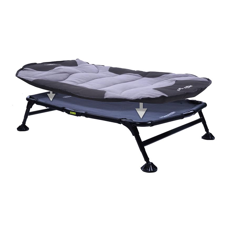 Image of Momarsh Elevated Dog Cot with Washable Soft Pad & Folding Frame for Travel & Home Use | All in One Home Cot with Non Slip Feet | Large Portable Dog Bed | Perfect Padded Pet Bed System for Dogs