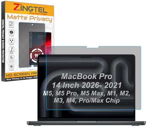 Image of Privacy Matte Anti Spy Screen Guard Compatible With MacBook Pro 14 Inch 2026-2021 M5, M5 Pro, M5 Max, M1, M2, M3, M4, Pro /Max Chip Anti Peep Screen Protector Not a Tempered Glass