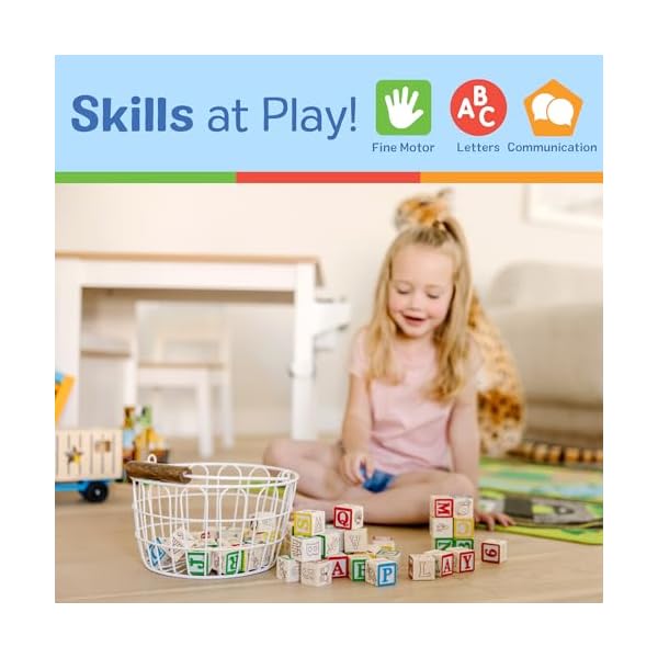 Melissa & Doug Deluxe Wooden ABC/123 1-Inch Blocks Set with Storage Pouch (50 pcs)