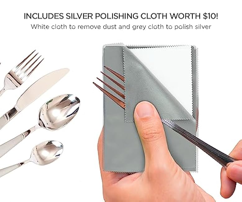 Silverware Storage Box Silverware Chest Case for Silver Flatware with Lid Tarnish Proof Felt Lined Partition and Drawer Holds Service for 14 Includes Polishing Cloth