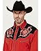 Scully Men's Floral Embroidered Long Sleeve Snap Western Shirt Red Large