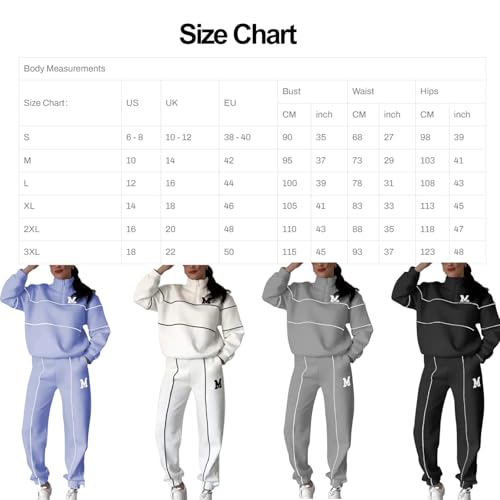 Women's Casual Letter M Long Sleeve Two Piece Set, Womens Sweatsuits 2 Piece Set, Long Sleeve Hoodie And Sweatpants Set2