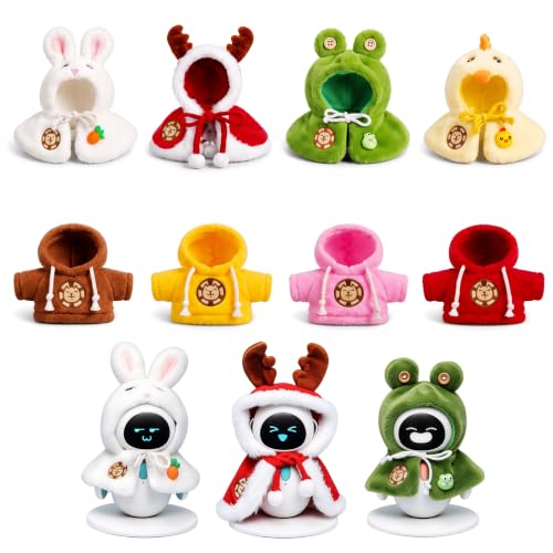 Image of Cape & Hoodie Outfit Set for Eilik - 4 Pcs Furry Hoodie in Four Colors & 4 Pcs Furry pet Cape in Four Styles. Ideal for Dressing Eilik and Other Suitable Toys.