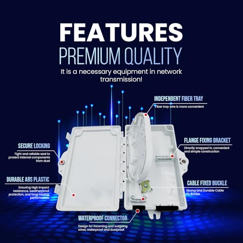 Image of ETS Fiber Optic Distribution Box 4 Core - IP65 Waterproof, UV Resistant, FTTH, FTTx, Wall /Pole Mountable, Industrial Networks, Fusion Splicing, SC /LC /FC Adapters, Cable Management
