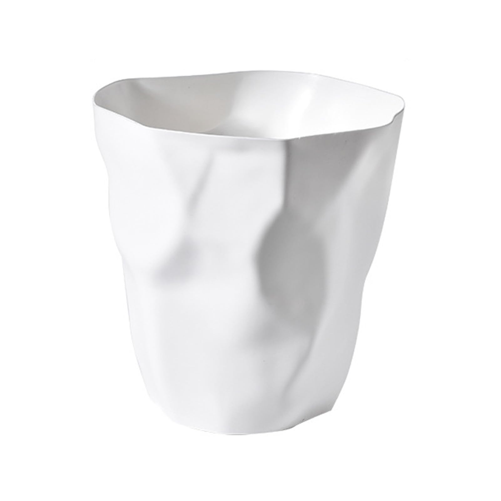 Denash Unico Cestino per Rifiuti in Plastica Accartocciata, Cestino per Rifiuti Moderno Irregolare con Coperchio Aperto per Bagno, Ufficio, Camera da Letto, Design Compatto,