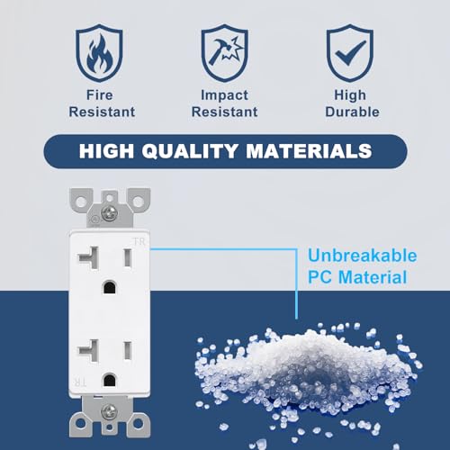 Image of CML 50 Pack 20 Amp Receptacle Outlet with Tamper Resistant (TR), UL Listed | Decorator Standard Electrical Outlets, 20A /125V, 2-Pole 3-Wire, for Home, Commercial and Electricians Use, Matte White