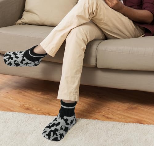 Image of BenSorts Men Fuzzy Slipper Socks with Grippers Non Slip Indoor House Socks Christmas Gifts