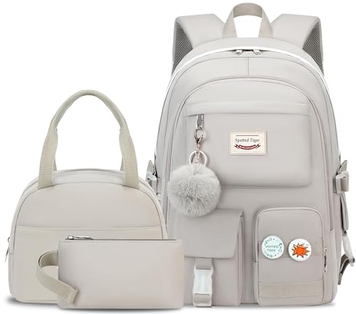 Spotted Tiger School Backpack for Girls Backpack with Lunch Box Anime Bookbag School Bag Kawaii Backpack Set for Teen Girls