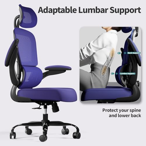 Image of TRALT Office Chair Ergonomic Desk Chair, 330 LBS Home Mesh Office Desk Chairs with Wheels, Comfortable Gaming Chairs (Violet)