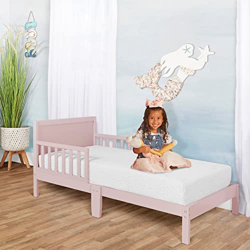 Dream On Me 648-Wht Brookside Toddler Bed, 53L X 29W X 28H, Blush Pink/White #TOP2