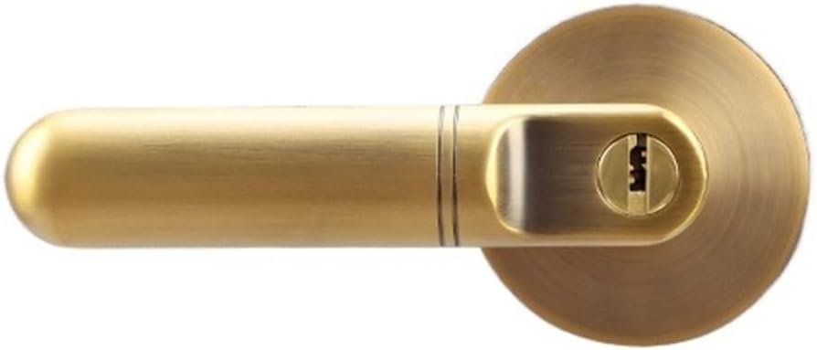 Silent Three-Rod Handle Lock Bedroom Door Lock Hotel Bathroom Heavy-Duty Single Tongue Three-Rod Ball Lock Channel Handle(Yellow Bronze Without Key)