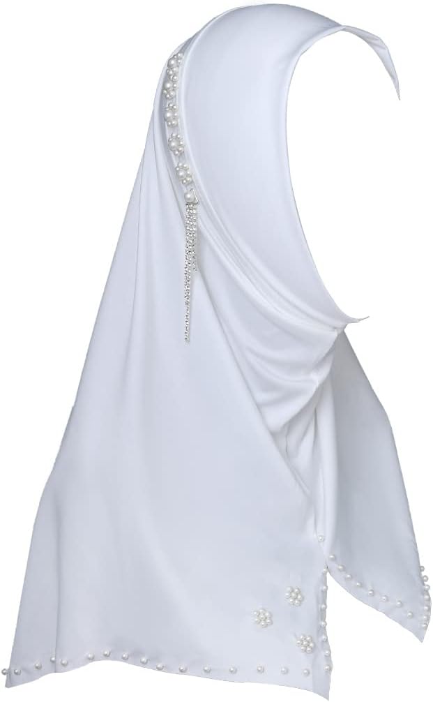 WoeoePearl Rhinestone Muslim Hijab Cap Plain Color Pre-Tied Hijab Lightweight Crystal Muslim Head Wrap for Women and Girls