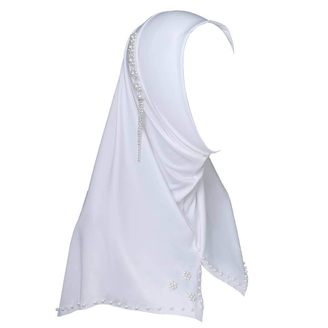 WoeoePearl Rhinestone Muslim Hijab Cap Plain Color Pre-Tied Hijab Lightweight Crystal Muslim Head Wrap for Women and Girls