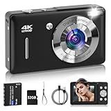 Digital Camera for Kids, FHD 1080P 44MP Point and Shoot Digital Camera with Face Detect, Smile Capture, 18X Zoom, 20 Filters, Anti Shake, 32GB SD Card Blcak Compact Vintage Camera for Kids Boys Girls
