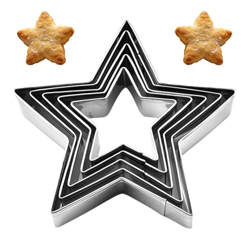 5 Pcs Star Cookie Cutters,Cutter Christmas Baking Pastry Set,Biscuit Cake Kids Gingerbread Mince Small Snowflake Cookies Usable,Shaped Mini Stainless Creative Hexagon Stars,for Christma Foods Shapes