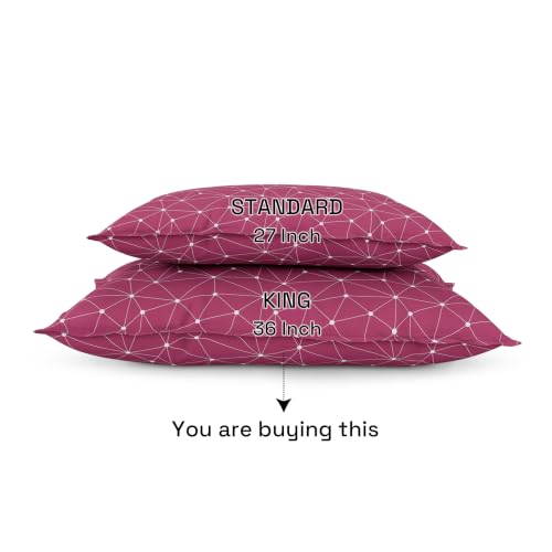 Image of Wakefit 100% Cotton Pillow Cover Set of 2 | 200 TC Soft & Breathable Pillow Cases | King Size 19 x 36 Inch | Skin Friendly, Durable & Gentle Machine Washable | Paula