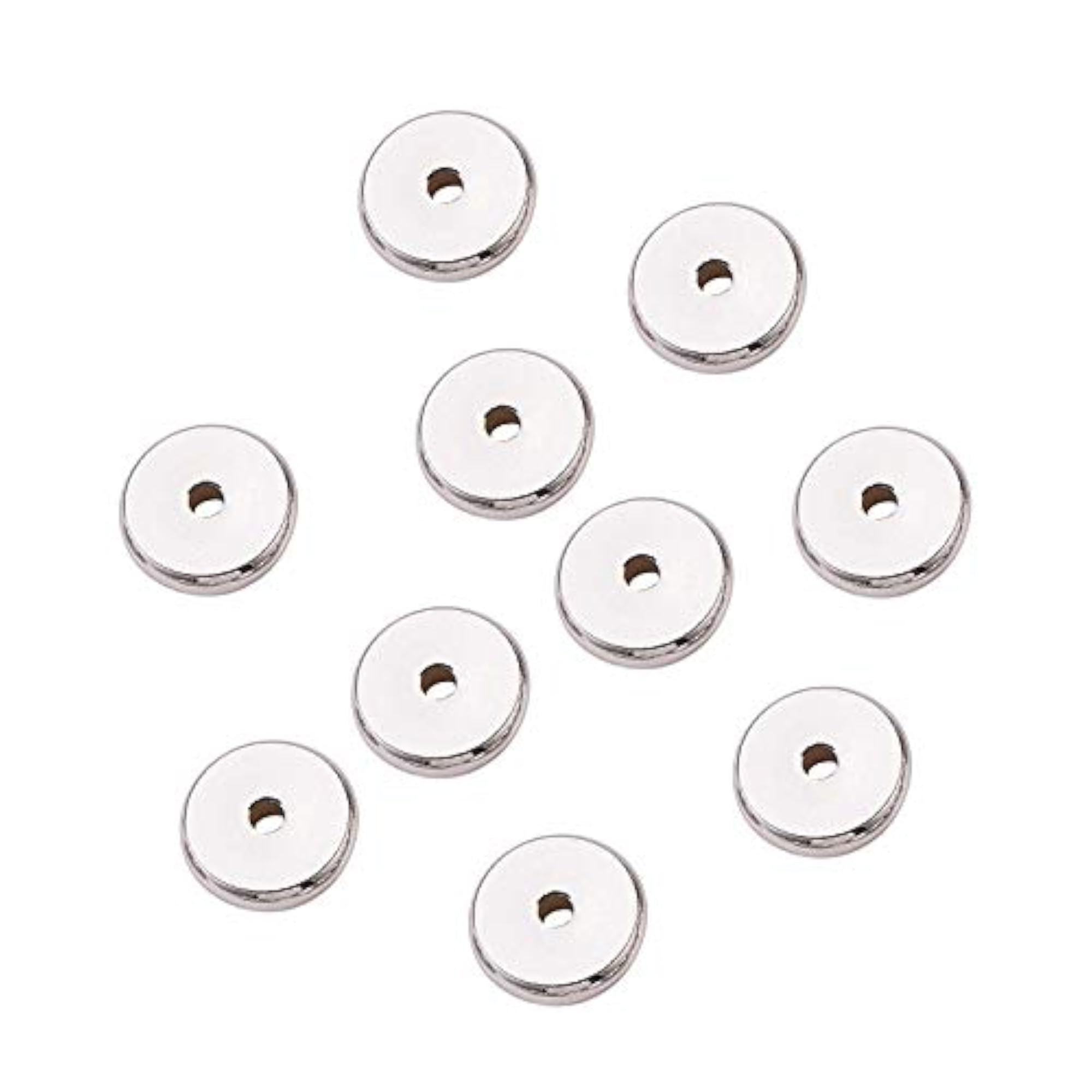 50 Pcs 304 Stainless Steel Flat Round Bead Spacers for Jewelry Making