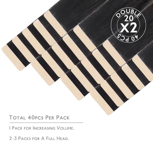 Image of WENNALIFE Tape in Hair Extensions Human Hair, 40pcs 60g 10 inch Balayage Natural Black to Light Blonde Remy Hair Straight Tape in Extensions Invisible Reusable Real Hair Extensiones De Cabello Humano