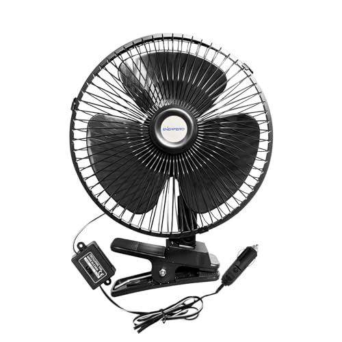Enerfero 8 pulgadas ventilador auto 12V-24V, mini ventilador silencioso,vendilador para coches,camiones y furgonetas (Negro, 24V 202405)