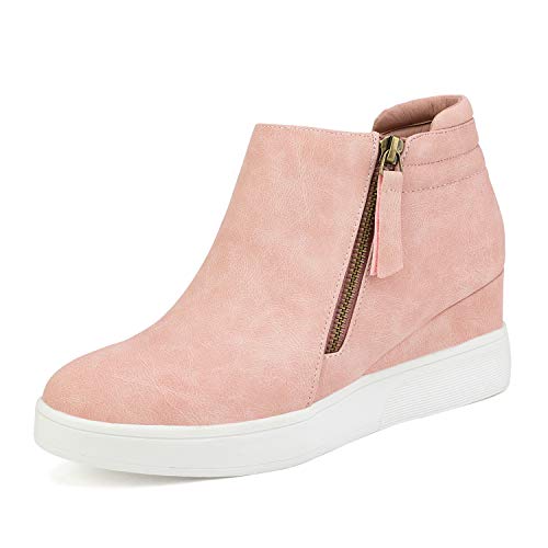 DREAM PAIRS Women’s Platform Wedge Sneakers Ankle Booties 6.5 Pink