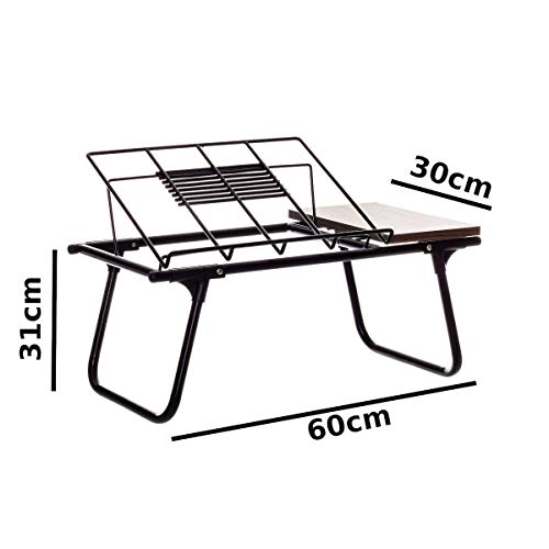 Mesa de Colo Dobrável para Notebook Aramado c/Suporte p/Mouse em Madeira - Metaltru Cor:Marrom