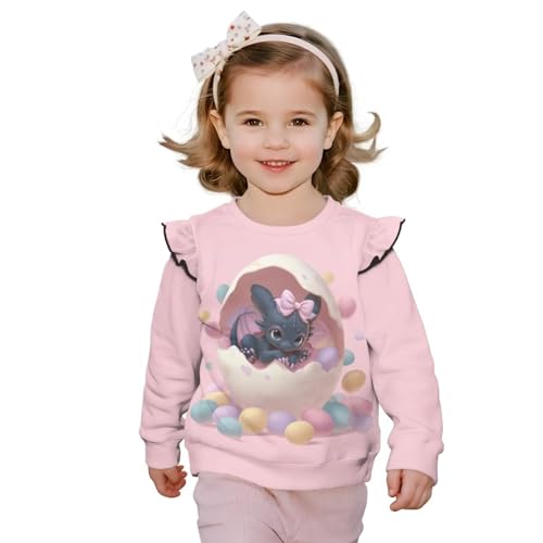 WELLFLYHOM Girls Sweatshirts 1-8T Long Sleeve Crewneck Shirts Top Pullover Graphic Sweater Top for Fall Spring
