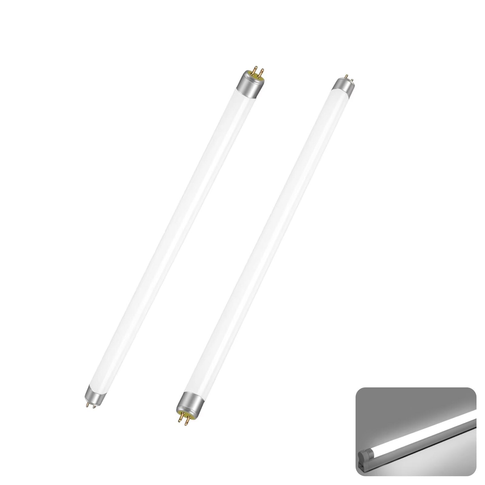 T5 Fluorescent Tube 8W 288mm, Plug & Play T5 Fluorescent Light Tubes, 6000K Cool White, 560LM, G5 Base Energy Saving Tube, No Flicker, 360° Beam Angle Strip Light for Kitchen Bathroom Garage, 2 Pack
