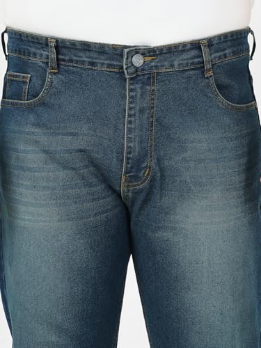 Image of Urbano Plus Men's Straight Fit Mid Rise Washed Jeans Stretchable