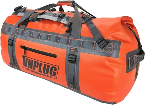 Unplug wasserdichte Tasche-1680D Robuste Seesack Wasserdicht Für Campingausrüstung Dry Bag Für Motorrad Hecktasche wasserdichte Taschen Für Boote Reisetasche Wasserdicht (65L Abenteuer Orange)