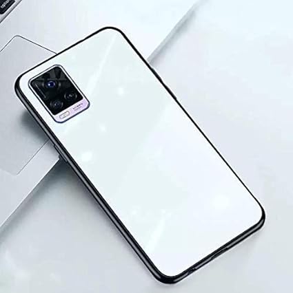 FancyArt Vivo V20 Stylish Glass Back Case Cover for Vivo V20 (White Glass)