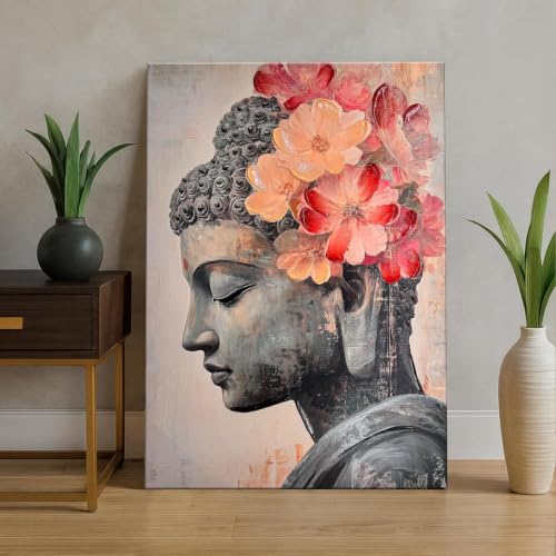 Image of PAINTINGMANTRA Buddha Canvas Painting for Living Room, Buddha wall Art Painting for living room, Bedroom, office and Home, Canvas, 12x16 Inch