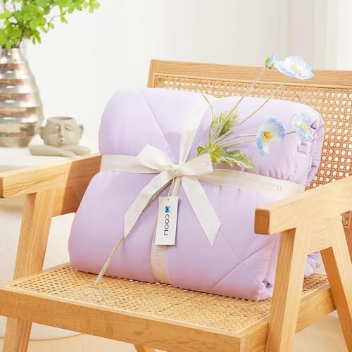 Cozy Bliss Cooling Comforter Twin Size, Cooling Blankets for Hot Sleepers and Night Sweats, Purple Summer Comforter for Twin Size Bed, Breathable Soft Lightweight Silk Smooth